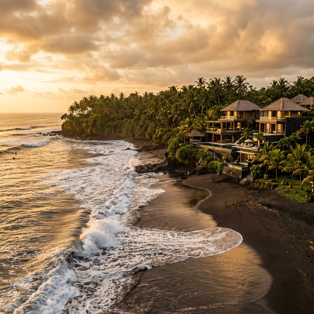Keramas Bali Black Sand Coastline & Luxury Villas